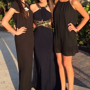 Navy and gold prom dress